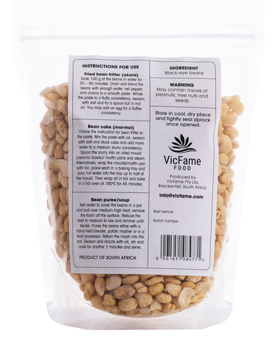 Dehulled Black-eye beans reverse side - VicFame Foods